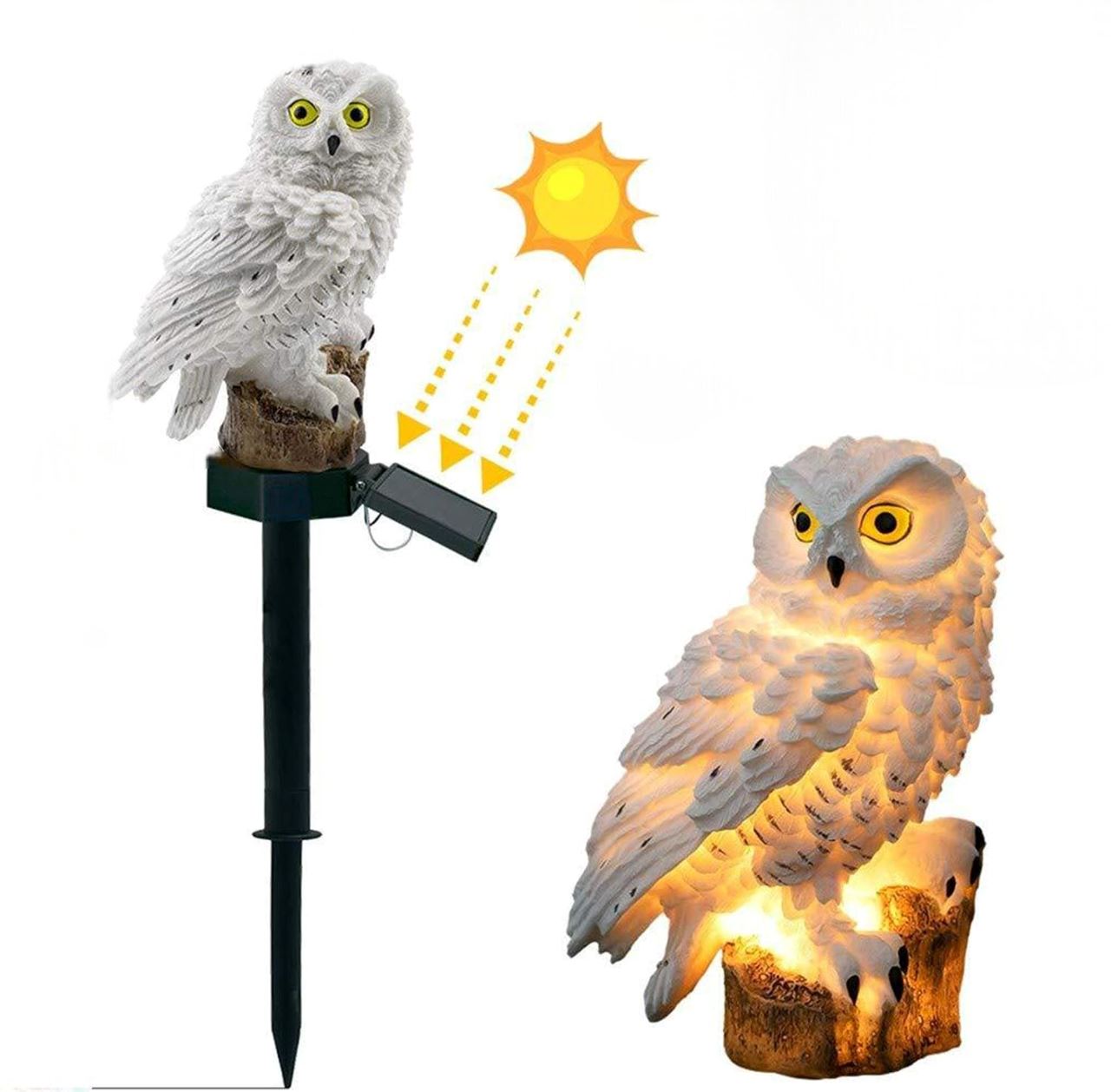 Lampe Solaire - LEDGardenStick™ - Hibou Blanc