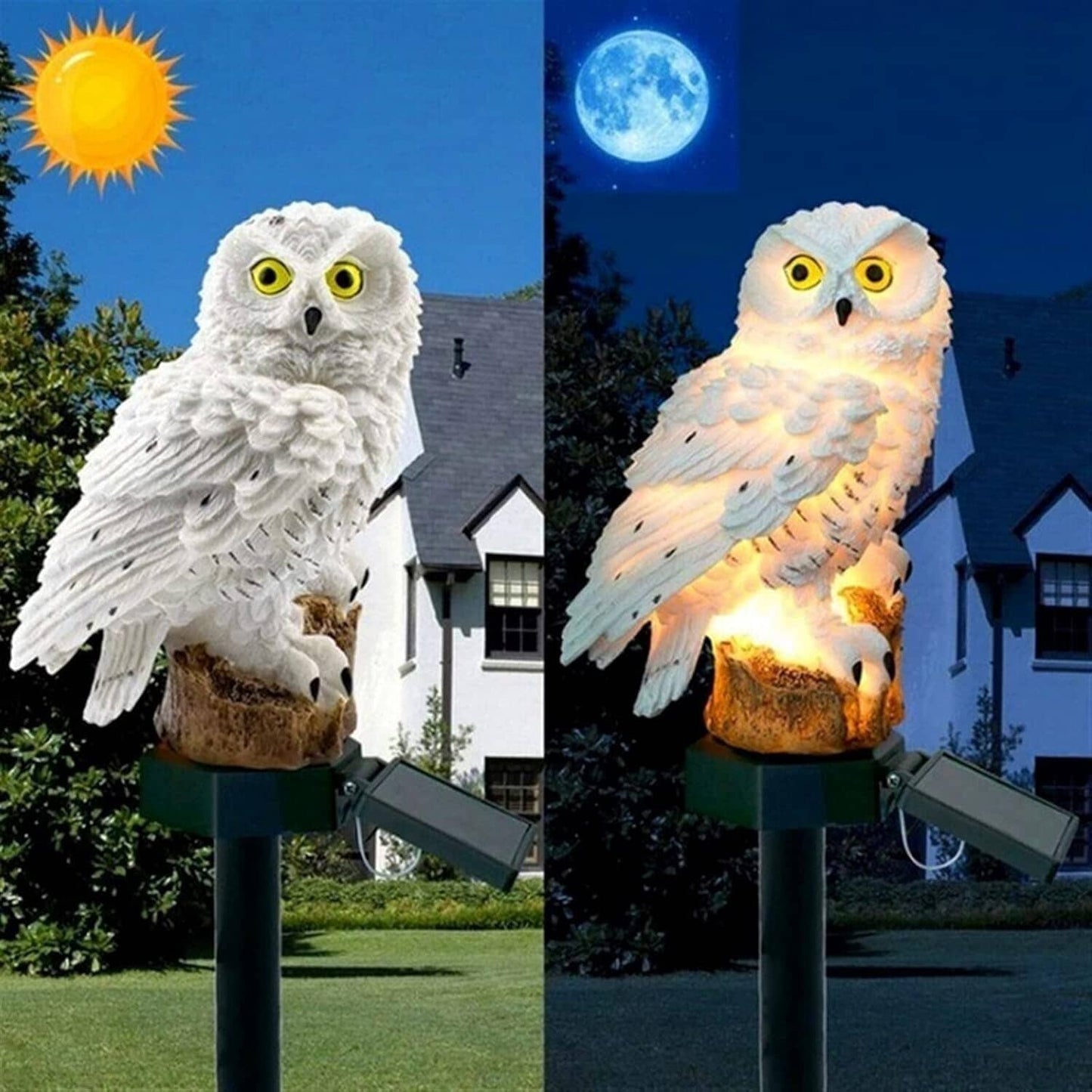 Lampe Solaire - LEDGardenStick™ - Hibou Blanc