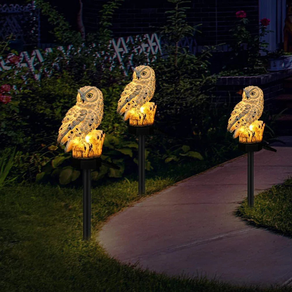 Lampe Solaire - LEDGardenStick™ - Hibou Blanc