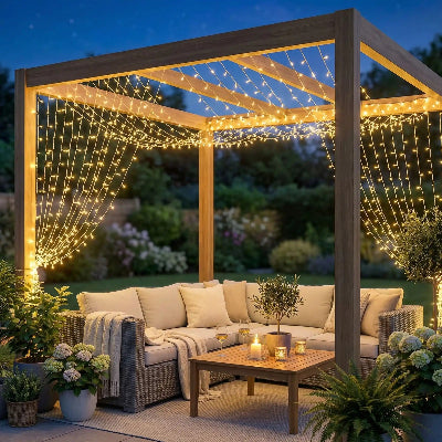 guirlande lumineuse 100m sur pergola