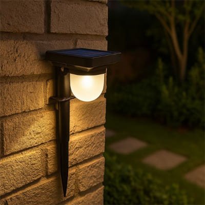 Lampe exterieur detecteur de mouvement sur mur de brique
