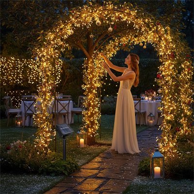 Collection guirlande solaire - éclairage décoratif sur arche de jardin