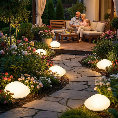 Eclairage de jardin embellit la cour extérieure
