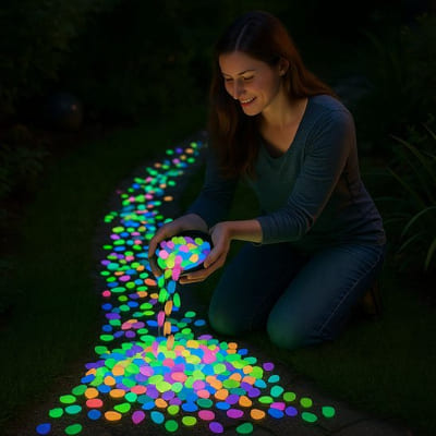 Éclairage extérieur chemin lumineux sur sentier