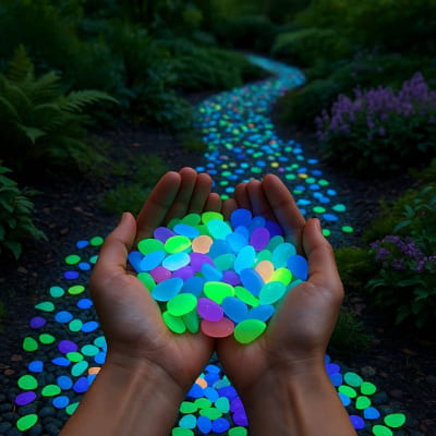 Éclairage extérieur galet sur chemin tortueux