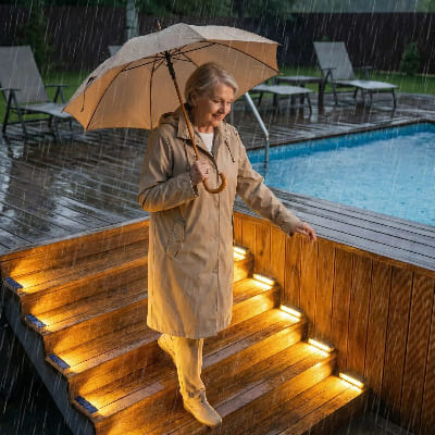 Éclairage extérieur ledmarche IP68 sous la pluie