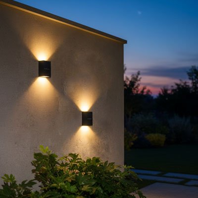 Eclairage extérieur mural embelli mur de maison