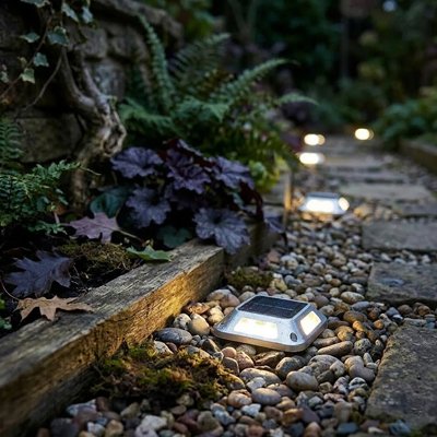 Eclairage exterieur solaire 8 LED installée au sol 