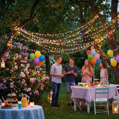 guirlande exterieur 100m suspendue pour une fête