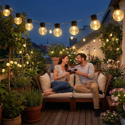 guirlande extérieure solaire illumine amoureux