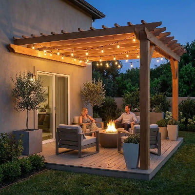 guirlande guinguette led sous pergola