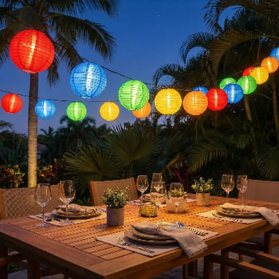 guirlande lampion exterieur solaire multicolore