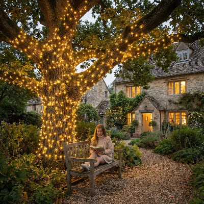 guirlande lumineuse exterieur 100m 800 led sur arbre gigantesque