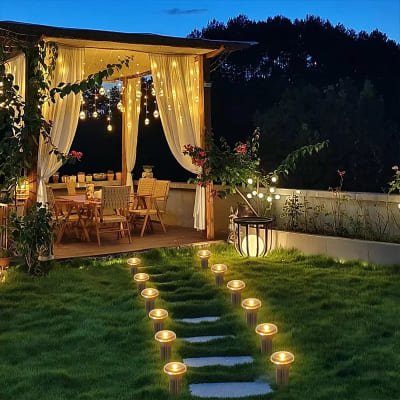 Guirlande lumineuse exterieur solaire éclaire chemin