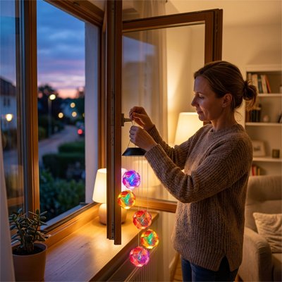 guirlande lumineuse extérieure solaire accrocher à la fenêtre