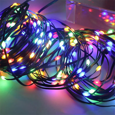 guirlande lumineuse led 100m allumee multicolore