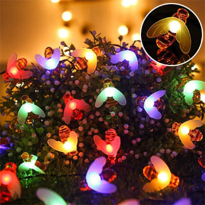 guirlande lumineuse solaire extérieur-abeille multicolore fleurs