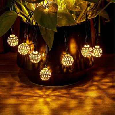 guirlande lumineuse suspendue dans plante