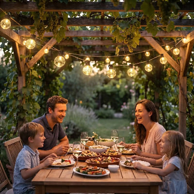 guirlande pergola solaire embellit terrasse