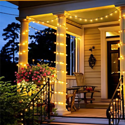 guirlande solaire eclaire entrée de maison