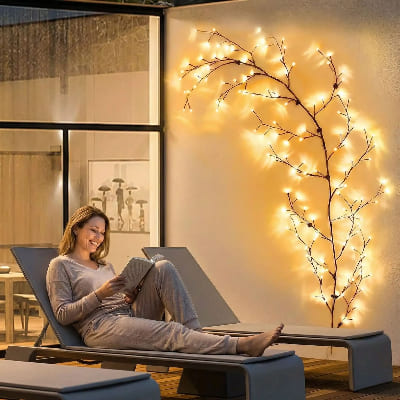 Guirlande solaire extérieur brille sur terrasse