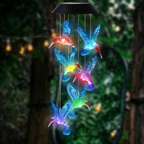 guirlande solaire exterieur carillon colibri lumineux