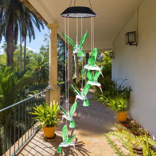 guirlande solaire exterieur carillon éolien colibri