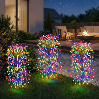 guirlande solaire exterieur multicolore au jardin