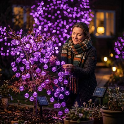 Guirlande solaire lampion couleur violet