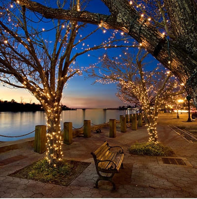 Guirlande solaire LED 100m éclaire magnifiquement le bord de la rivière