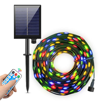 Guirlande solaire LED longue multicolore
