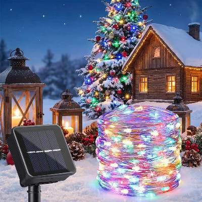 Guirlande solaire LED luminance 100m décoration hivernale variant multicolore