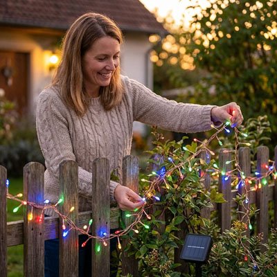 guirlande solaire multicolore facile à installer