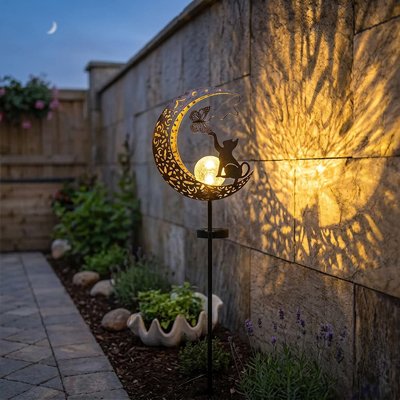 Lampe exterieur solaire design chat