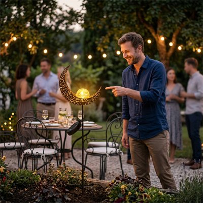 Lampe exterieur solaire design lune