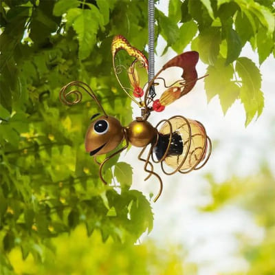 lampe extérieure deco abeille couleu or