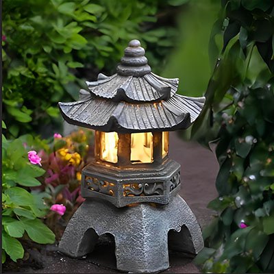 lampe solaire de jardin avec fleurs