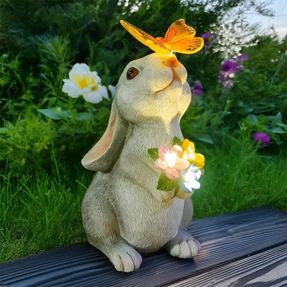 lampe solaire de jardin sculpture lapin