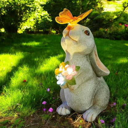 lampe solaire de jardin sulpture lapin décorative