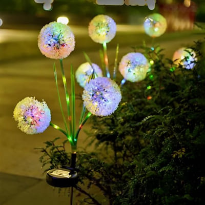 lampe solaire pissenlit colore en bordure