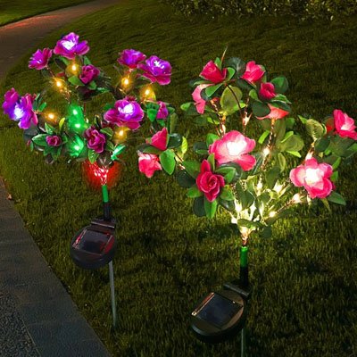 lampes solaires de jardin allumées