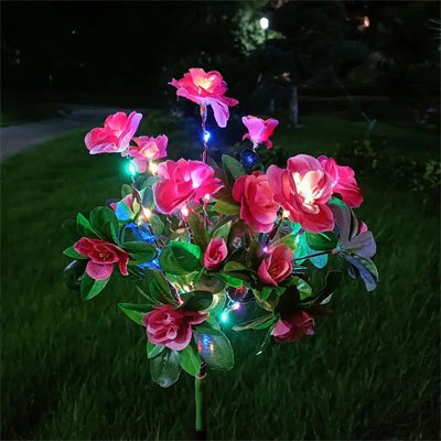 lampes solaires de jardin azalea rouge
