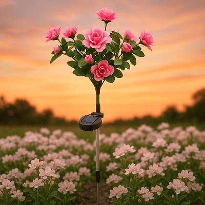 lampes solaires de jardin variant rose