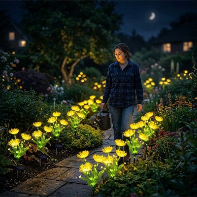 Lampes solaires pour le jardin jaune 