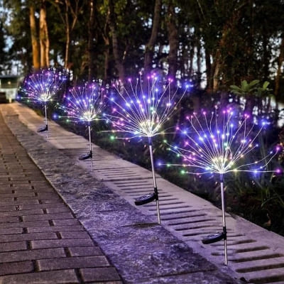 lampes solaires pour le jardin multicolore en rangée