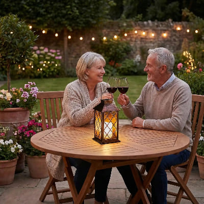 Lanterne bougie extérieur décorative sur table