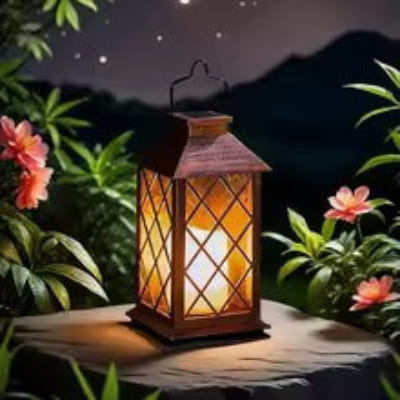 Lanterne bougie extérieure illumine dans la nuit