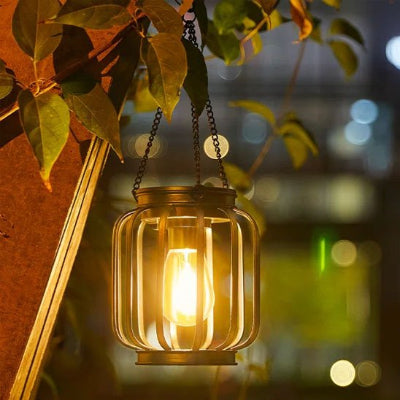 Lanterne solaire suspendue sur branche