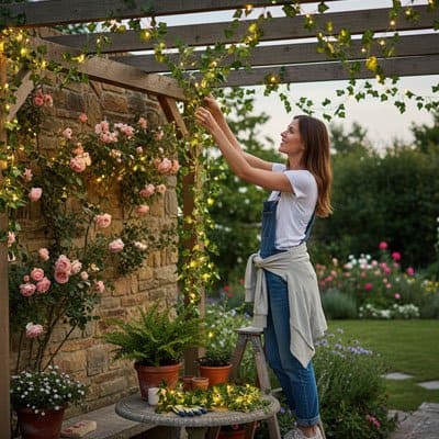 lierre guirlande lumineuse avec rose