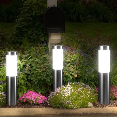 Luminaire exterieur argent blanc froid